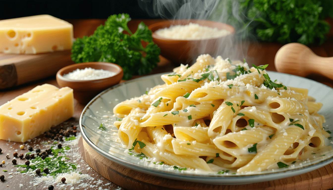 objevte tento krémový recept na těstoviny, který je ideální, když chcete rychle a chutně vařit bez těžkého zatížení.