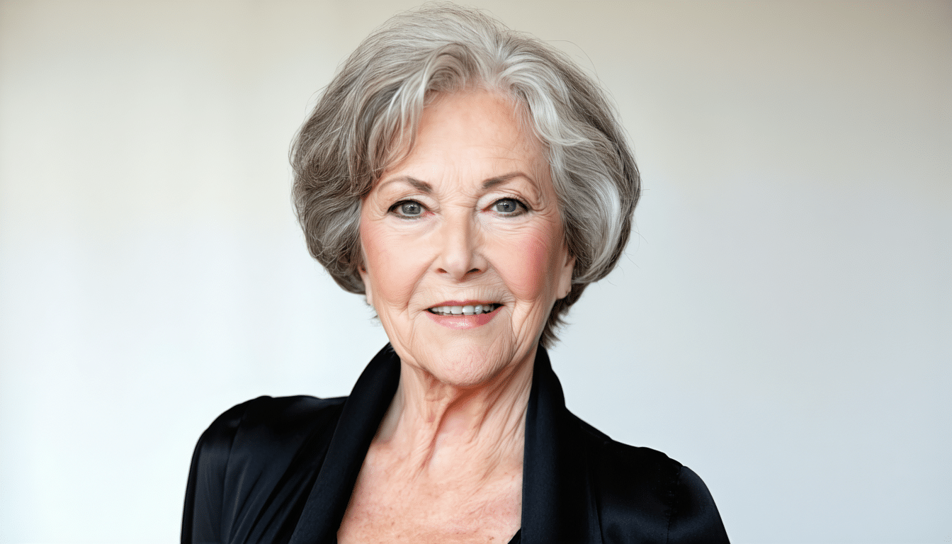 elegantní a nenápadný střih často volený ženami po 60, který zdůrazňuje diskrétní krásu a sebevědomí.