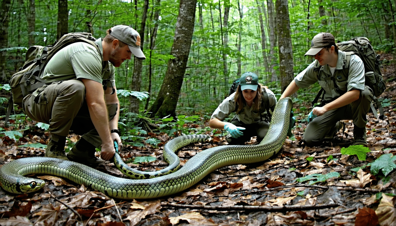 terénní biologové během kontrolovaného monitoringu v odlehlém terénu potvrdili objev rekordního hada, což představuje významný průlom v herpetologickém výzkumu.