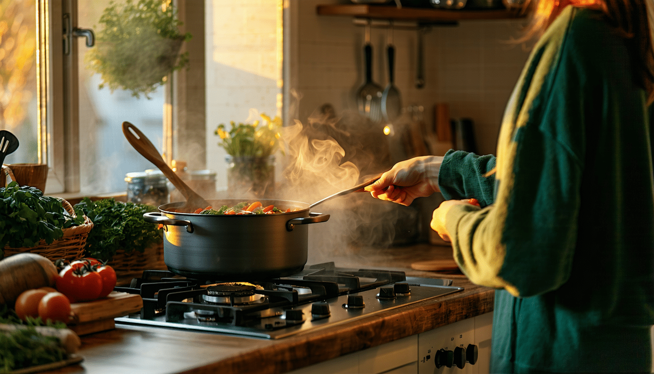 vařím tuto teplou večeři, protože zůstat doma je ta správná volba pro pohodlí a bezpečí.