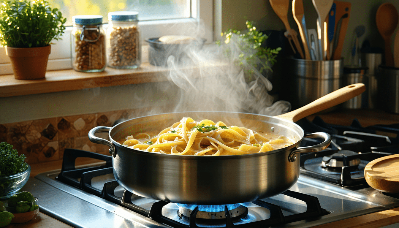 objevte recept na krémové těstoviny, které zahřejí bez zbytečné těžkosti – ideální jídlo pro příjemné a lehké teplo.